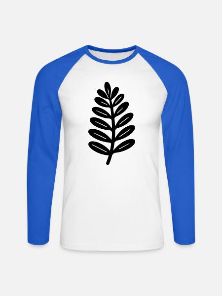 Farn - Unisex Baseballshirt langarm - Weiß/Royalblau