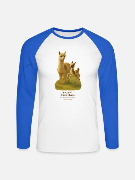erst-cria-dann-chaos - Unisex Baseballshirt langarm - Weiß/Royalblau
