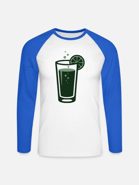 Ingwer Limonade Cocktail Glas Logo - Unisex Baseballshirt langarm - Weiß/Royalblau