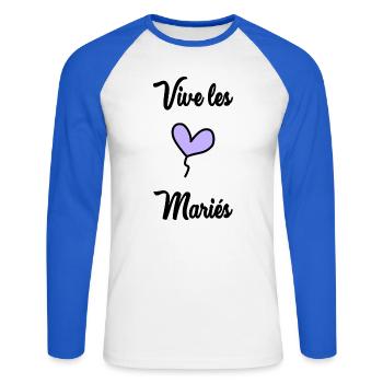 FUTURE MARIEE. EVJF. MARIEE. TEAM. TEAM MARIEE - T-shirt baseball manches longues Homme - blanc/bleu royal - Devant - Nik (191cm)