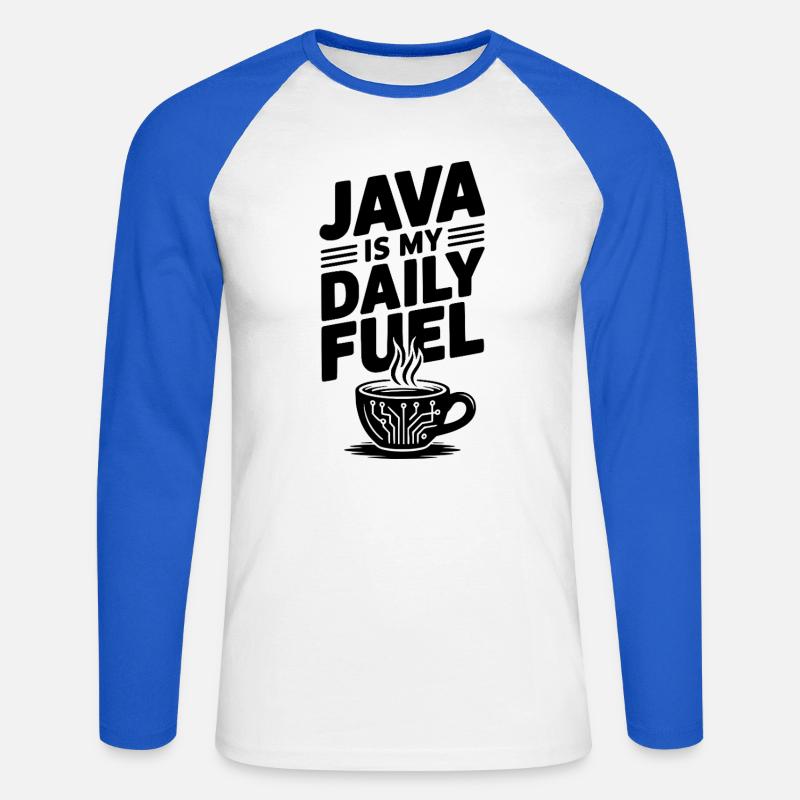 Java ist mein täglicher Treibstoff - Unisex Baseballshirt langarm - Weiß/Royalblau