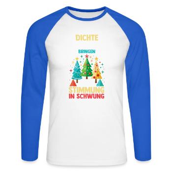 Weihnachtsmann Fichten Weihnachtsbaum Weihnachten - Unisex Baseballshirt langarm - Weiß/Royalblau - Vorne - Nik (191cm)