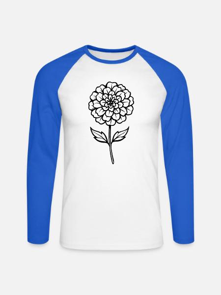 Marigold - Unisex Baseballshirt langarm - Weiß/Royalblau