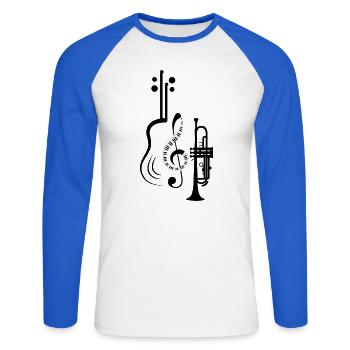 Musiknoten Musik Musiker Notenschlüssel Noten - Unisex Baseballshirt langarm - Weiß/Royalblau - Vorne - Nik (191cm)