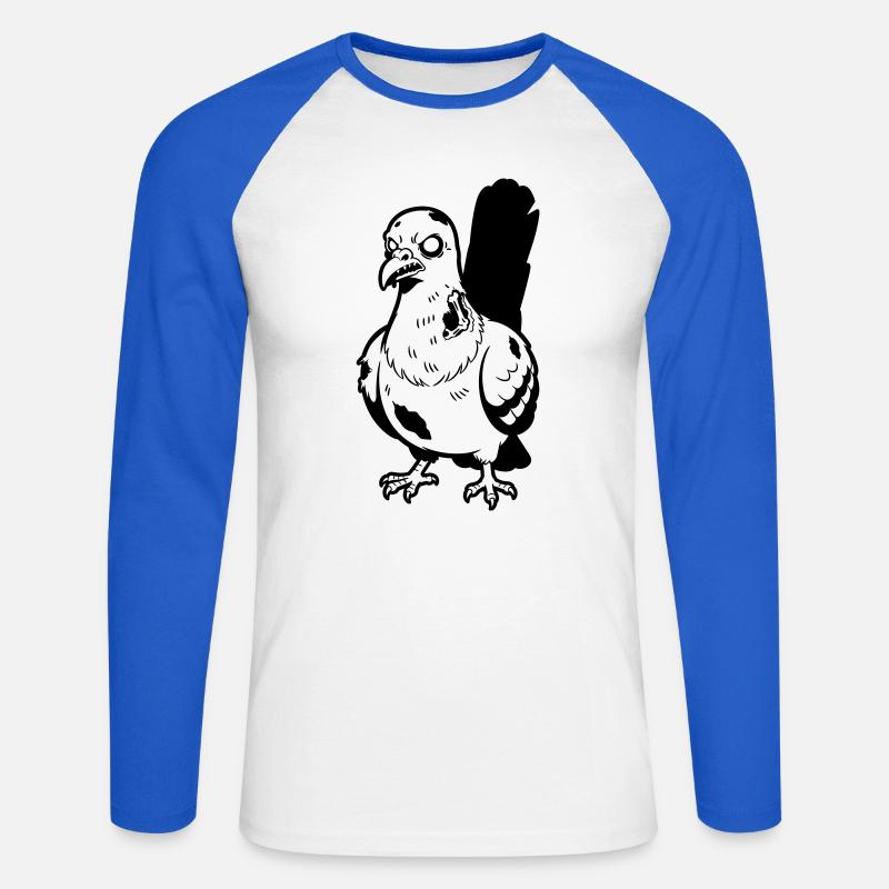 Zombie-Taube - Unisex Baseballshirt langarm - Weiß/Royalblau