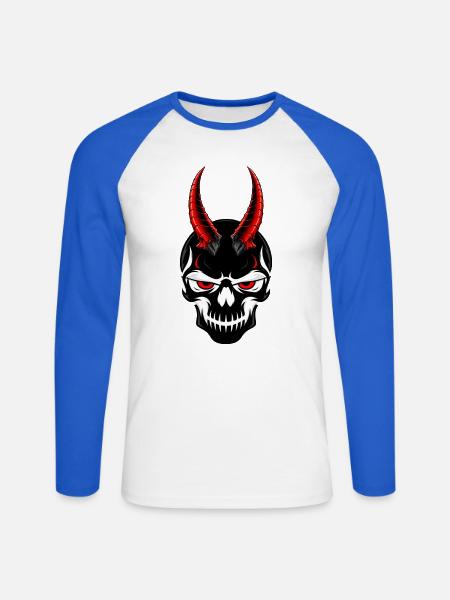 Dämonischer Schädel - Unisex Baseballshirt langarm - Weiß/Royalblau
