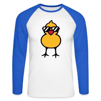 cool chick (rd) - T-shirt baseball manches longues Homme - blanc/bleu royal - Devant - Nik (191cm)