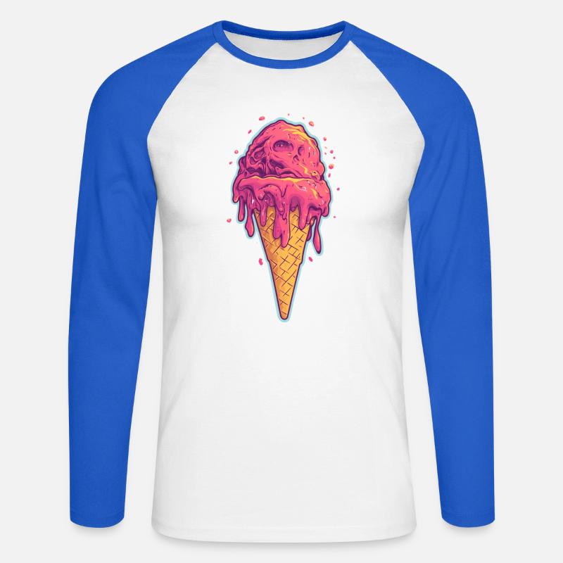 Eiscreme Eis - Unisex Baseballshirt langarm - Weiß/Royalblau