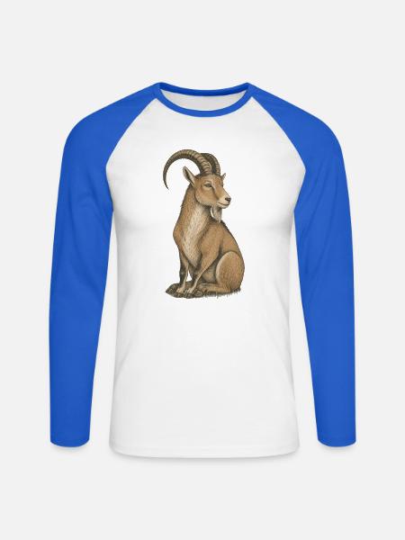 Steinbock - Unisex Baseballshirt langarm - Weiß/Royalblau