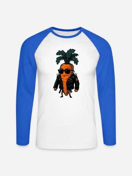Karottenmischungsanarchie - Unisex Baseballshirt langarm - Weiß/Royalblau