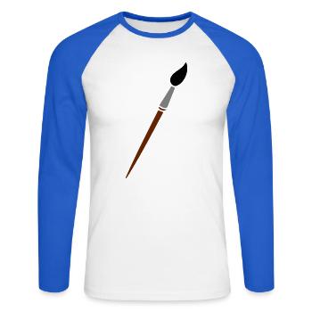 pinceau - T-shirt baseball manches longues Homme - blanc/bleu royal - Devant - Nik (191cm)