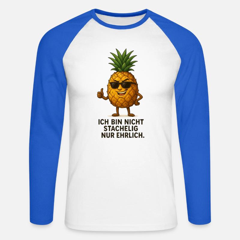 Ananas mit Stil und Ehrlichkeit - Unisex Baseballshirt langarm - Weiß/Royalblau