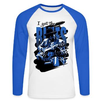 Got the blues - Unisex Baseballshirt langarm - Weiß/Royalblau - Vorne - Nik (191cm)