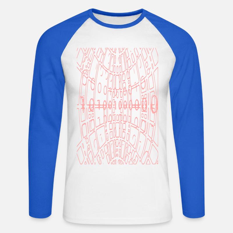 Binary Code Abstract (pink) - Unisex Long Sleeve Baseball T-Shirt - white/royal blue