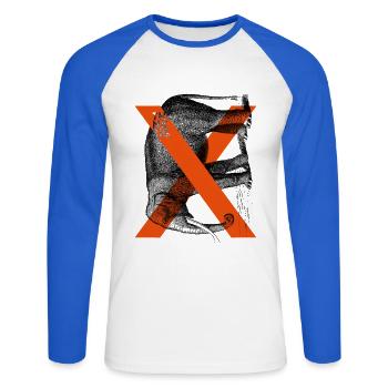 ThinkBick FIF5 - Unisex Baseballshirt langarm - Weiß/Royalblau - Vorne - Nik (191cm)