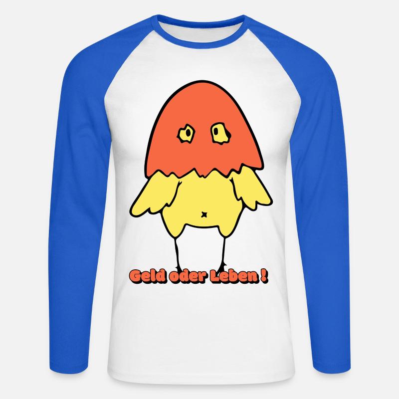 Geld oder Leben!  - Unisex Baseballshirt langarm - Weiß/Royalblau