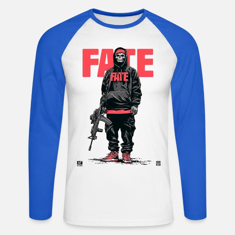 Fate Skeleton - Unisex Long Sleeve Baseball T-Shirt - white/royal blue