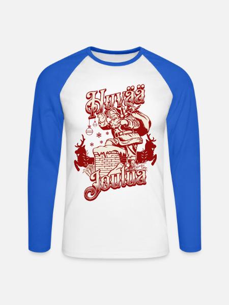 Frohe Weihnachten - Unisex Baseballshirt langarm - Weiß/Royalblau