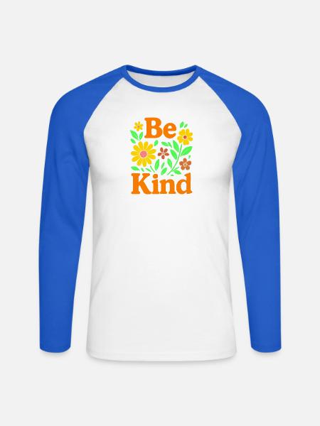 Fröhlicher Blumenausdruck für positive Stimmung - Unisex Baseballshirt langarm - Weiß/Royalblau