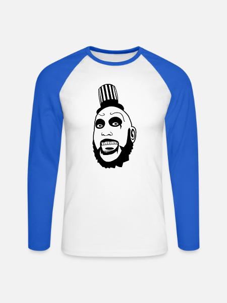 Clown Captain Spauldings - Unisex Baseballshirt langarm - Weiß/Royalblau