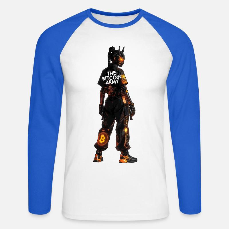 Bitcoin Bazooka – Die Bitcoin-Armee – Samurai 02 - Unisex Baseballshirt langarm - Weiß/Royalblau
