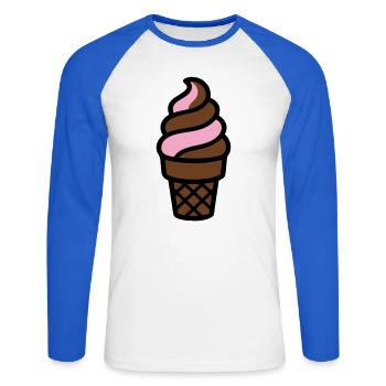 Softeis Eiswaffel Logo - Unisex Long Sleeve Baseball T-Shirt - white/royal blue - Front - Nik (191cm)