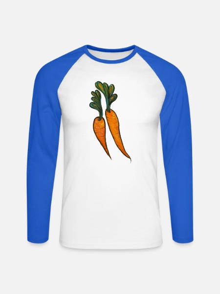 Aquarell Karottenduo-Illustration - Unisex Baseballshirt langarm - Weiß/Royalblau