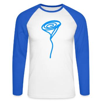 Blue Rose - Unisex Baseballshirt langarm - Weiß/Royalblau - Vorne - Nik (191cm)