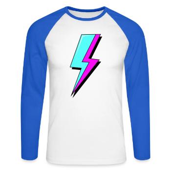 Éclair au néon psychédélique - T-shirt baseball manches longues Homme - blanc/bleu royal - Devant - Nik (191cm)