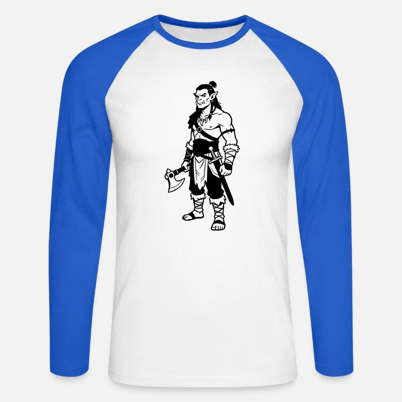 Ork - Unisex Baseballshirt langarm - Weiß/Royalblau