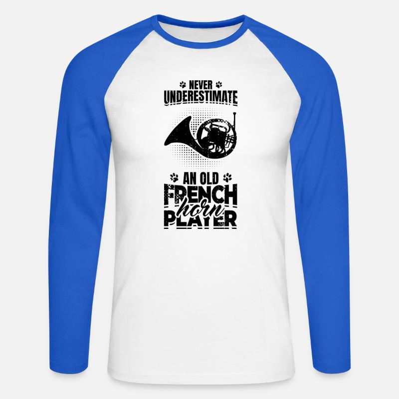 Vecchio corno francese - Maglia da baseball a manica lunga da uomo - bianco/blu royal