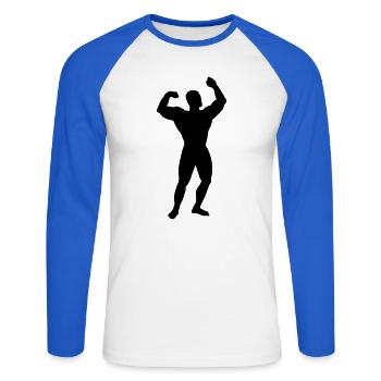 Strong man - Unisex Long Sleeve Baseball T-Shirt - white/royal blue - Front - Nik (191cm)