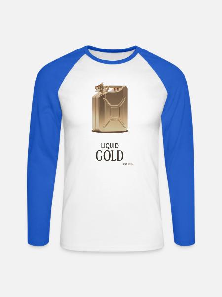 Liquid Gold Spritpreis Humor Design - Unisex Baseballshirt langarm - Weiß/Royalblau