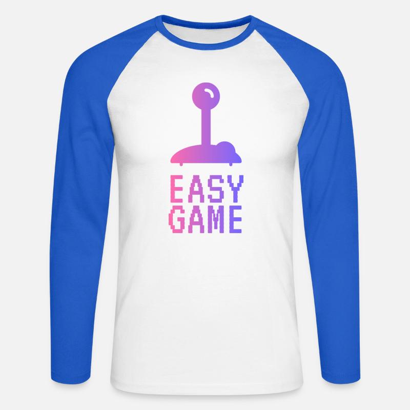 Easy Pixel Gradient Game - Unisex Long Sleeve Baseball T-Shirt - white/royal blue