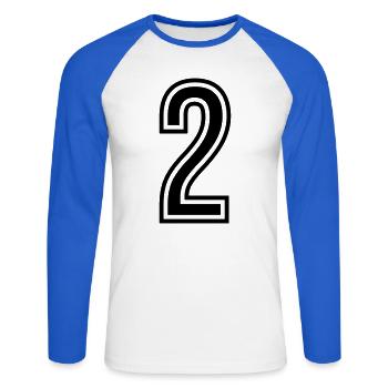 2 Number symbol - Unisex Long Sleeve Baseball T-Shirt - white/royal blue - Front - Nik (191cm)