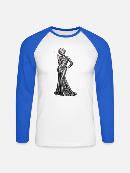 MESMERISIEREN - Unisex Baseballshirt langarm - Weiß/Royalblau