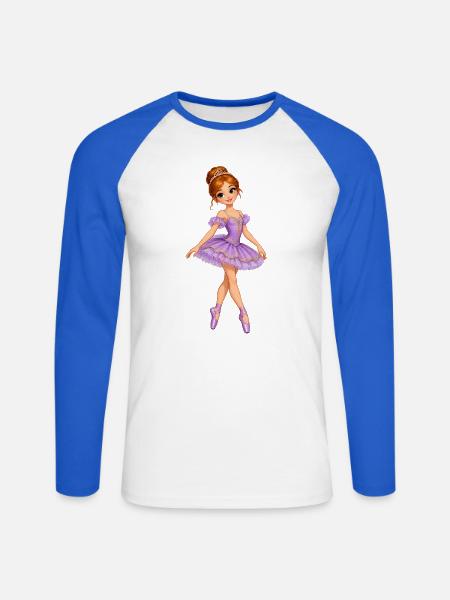 Lavendel Prinzessin Ballett Design - Unisex Baseballshirt langarm - Weiß/Royalblau