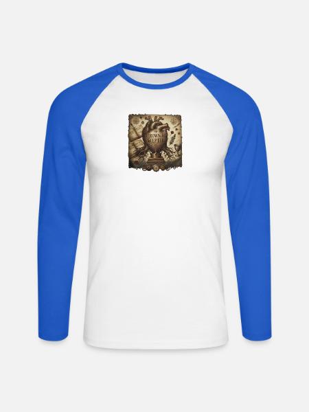 Krone und Zepter: Antike Steampunk - Unisex Baseballshirt langarm - Weiß/Royalblau