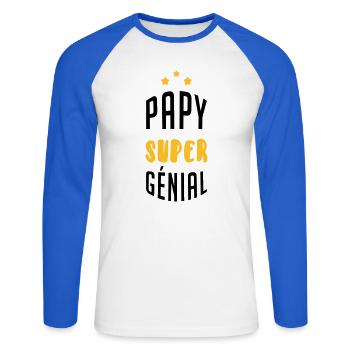 Papy Papi Grand Père Grand-Père Famille Noël - Unisex Long Sleeve Baseball T-Shirt - white/royal blue - Front - Nik (191cm)