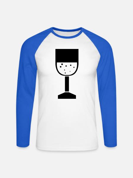 Weinglas - Unisex Baseballshirt langarm - Weiß/Royalblau