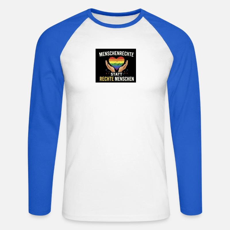 Menschenrechte statt rechte Menschen - Unisex Baseballshirt langarm - Weiß/Royalblau