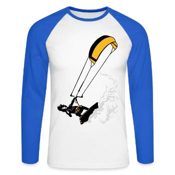 Kitesurfen und Wellen flex - Unisex Baseballshirt langarm - Weiß/Royalblau - Vorne - Nik (191cm)