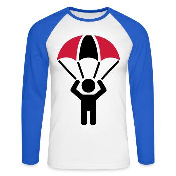 Parachute - T-shirt baseball manches longues Homme - blanc/bleu royal - Devant - Nik (191cm)