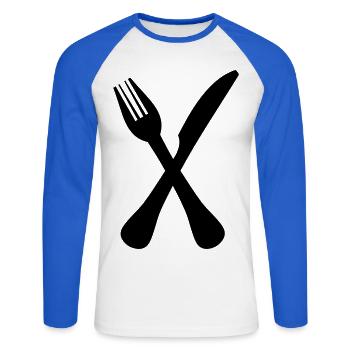 cutlery - Unisex Long Sleeve Baseball T-Shirt - white/royal blue - Front - Nik (191cm)