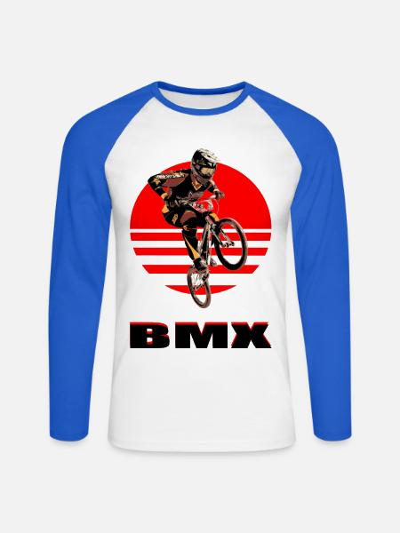 BMX Bike - Unisex Long Sleeve Baseball T-Shirt - white/royal blue