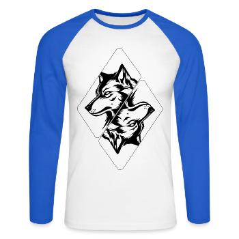 Wolf's Head - Unisex Long Sleeve Baseball T-Shirt - white/royal blue - Front - Nik (191cm)