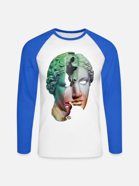 Zerbrochener Gott surreale Collage - Unisex Baseballshirt langarm - Weiß/Royalblau
