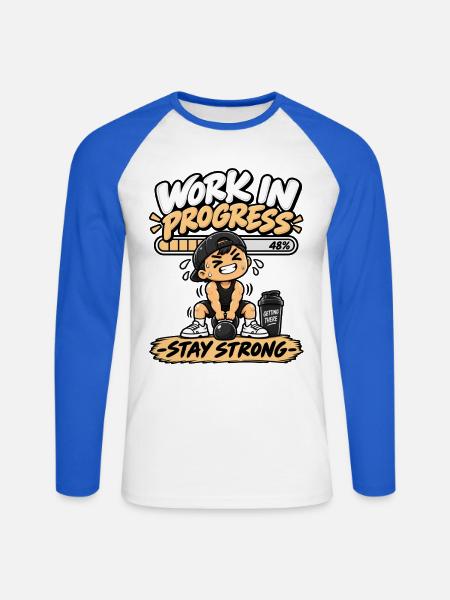 Laufende Arbeit - Unisex Baseballshirt langarm - Weiß/Royalblau