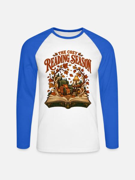 Zeit für gemütliche Lesestunden - Unisex Baseballshirt langarm - Weiß/Royalblau