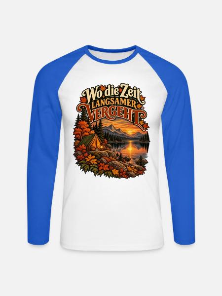 Wo die Zeit langsamer vergeht - Unisex Baseballshirt langarm - Weiß/Royalblau